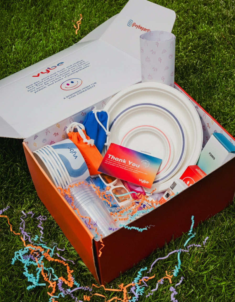 The Vybe Box + Dad Hat, Sticker Pack, Sunglasses & Tote Bag